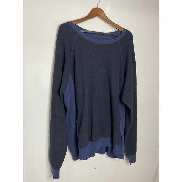 Alo Women's 2XL Navy Blue Two Tone Fleece Sweatshirt Long Sleeve Pockets - Picture 2 of 6